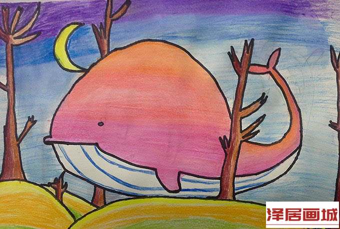 儿童画可爱的小海豚