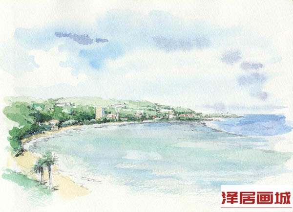 儿童画海边的风光