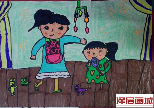 儿童画妈妈教我玩游戏