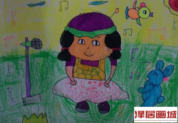 儿童画快乐的歌唱