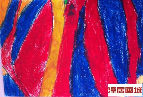 儿童画荒漠中的树