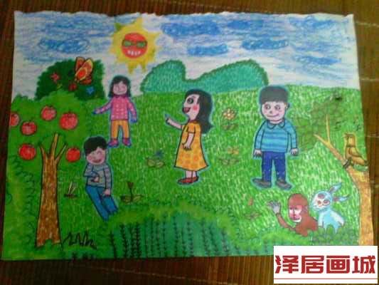 儿童画快乐的暑假生活