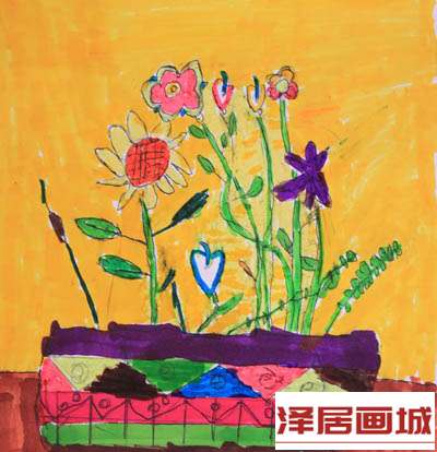 儿童画夏天的花