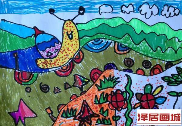 儿童画爬山比赛