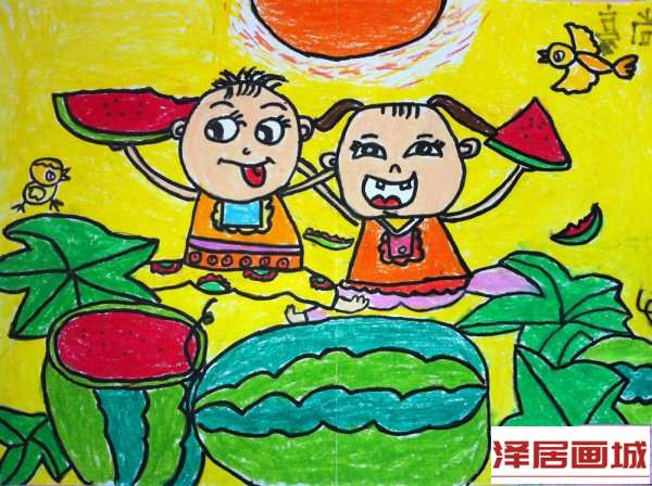 儿童画夏天