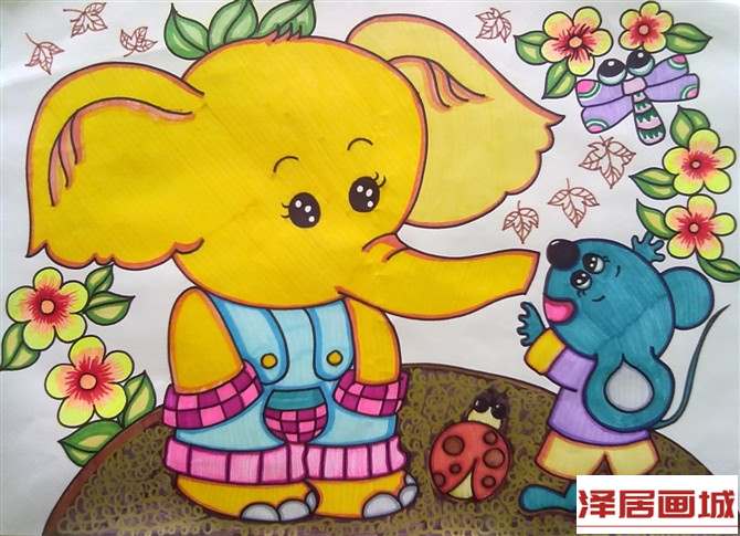 儿童画可爱的小象