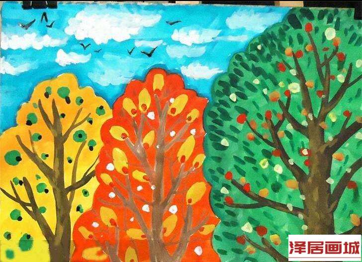 儿童画秋天的果实