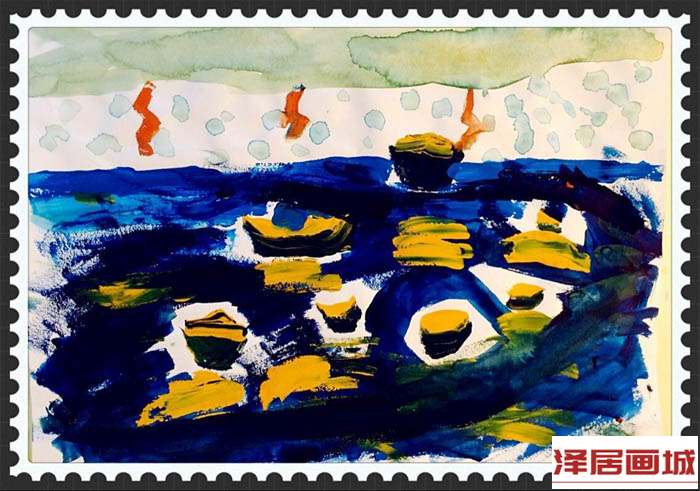 儿童画污染的海水