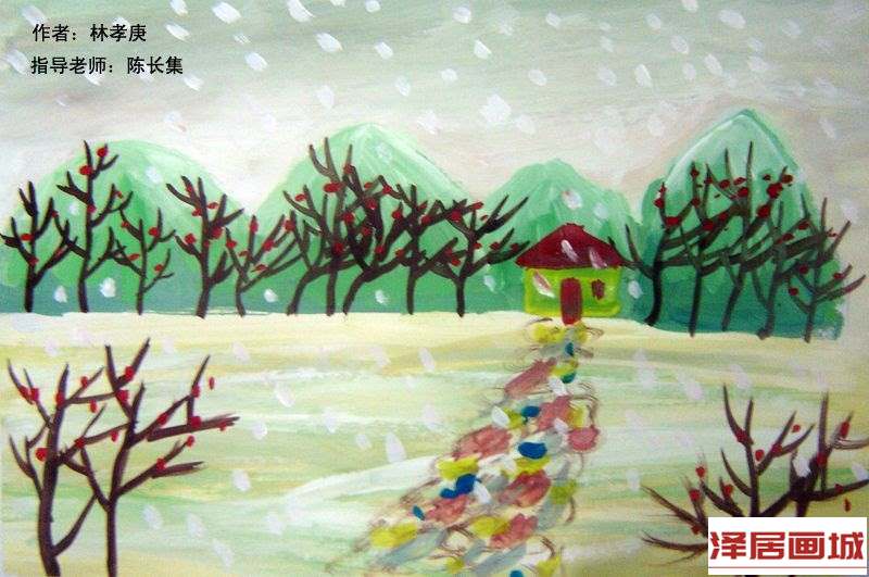 儿童画冬至的雪