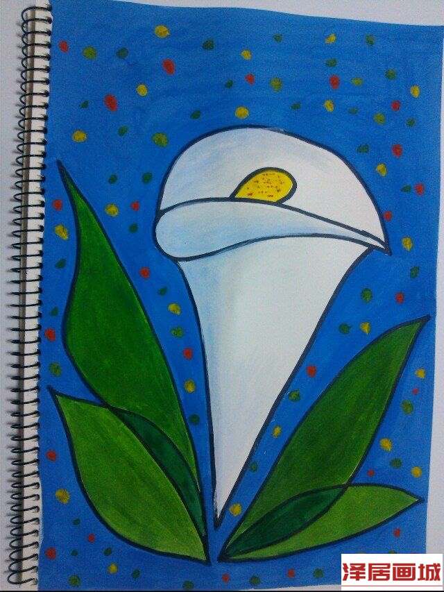 儿童画漂亮的白掌