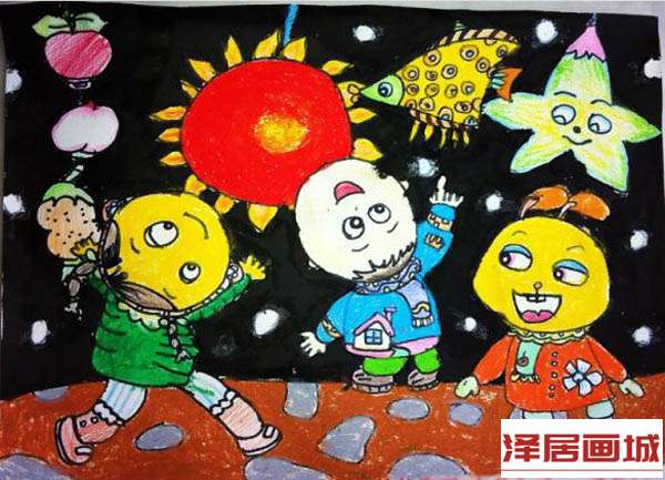 儿童画一起来看看花灯