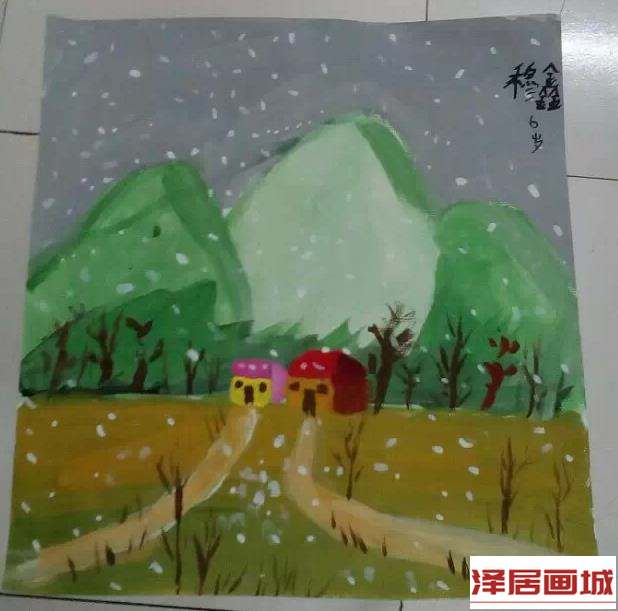 儿童画下雪啦