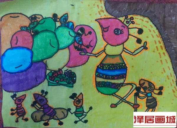 儿童画勤劳的小蚂蚁
