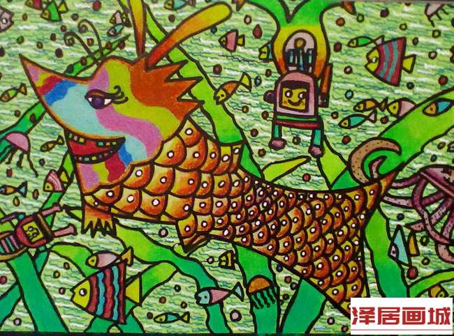 儿童画奇怪的龙