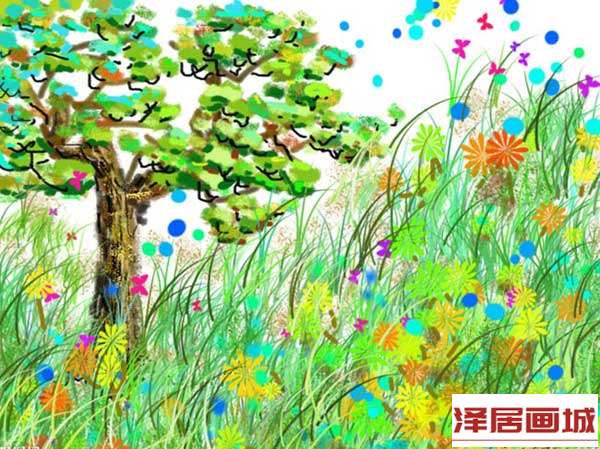 儿童画百草园的花和草