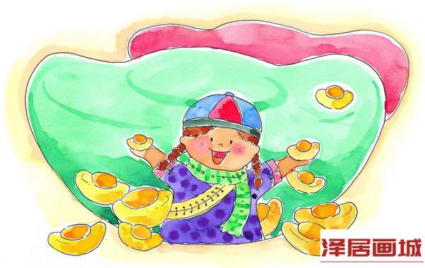 儿童画财源滚滚来