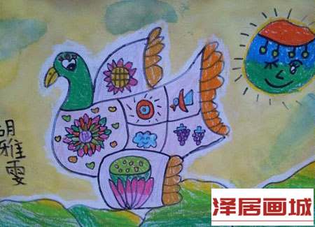 儿童画鸽子