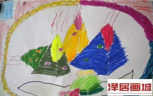 儿童画五色粽子