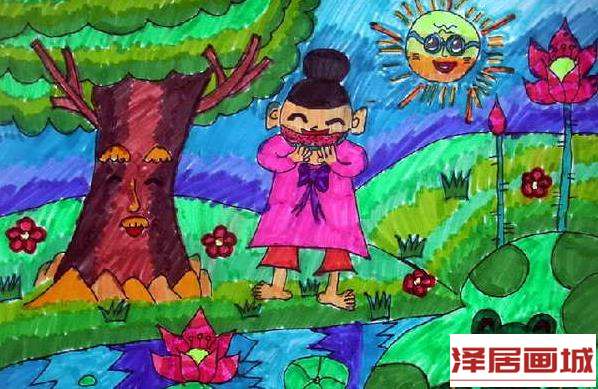 儿童画夏天最幸福