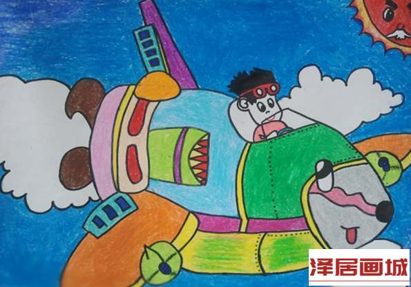 儿童画假如我能飞上天空
