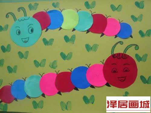 儿童画毛毛虫吃虫虫