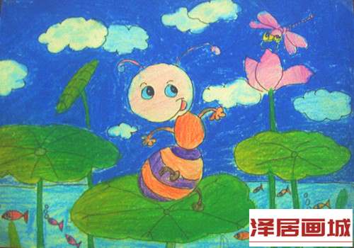 儿童画勤劳可爱的小蜜蜂