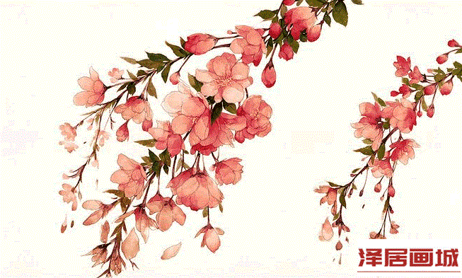 儿童画娇艳桃花