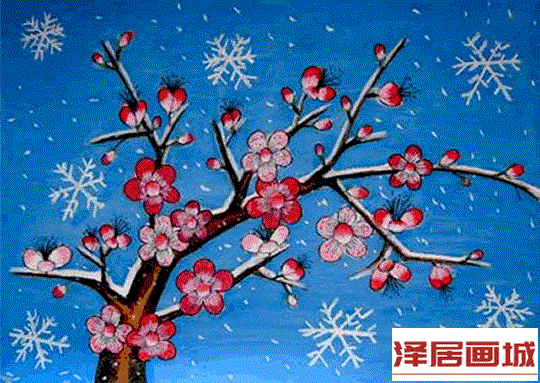 儿童画傲雪寒梅