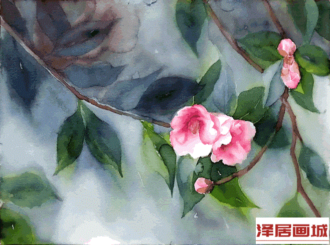 儿童画雨中山茶
