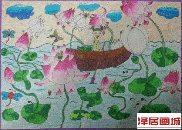 儿童画误入藕花深处