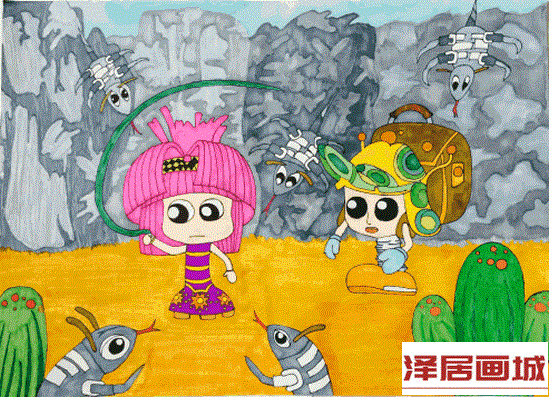 儿童画荒漠探险