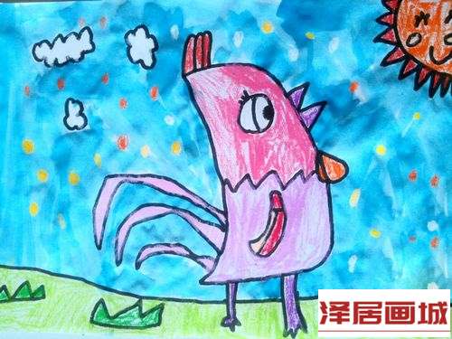 儿童画大公鸡