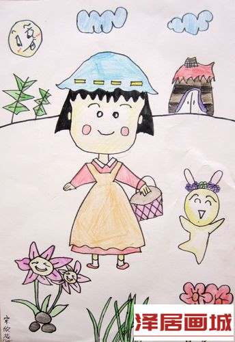 儿童画小丸子去买菜