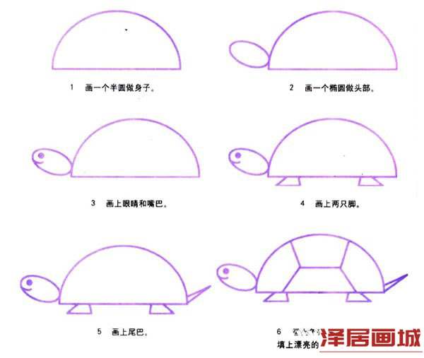 乌龟简笔画的画法步骤教程