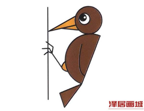 停树上的啄木鸟简笔画图片教程
