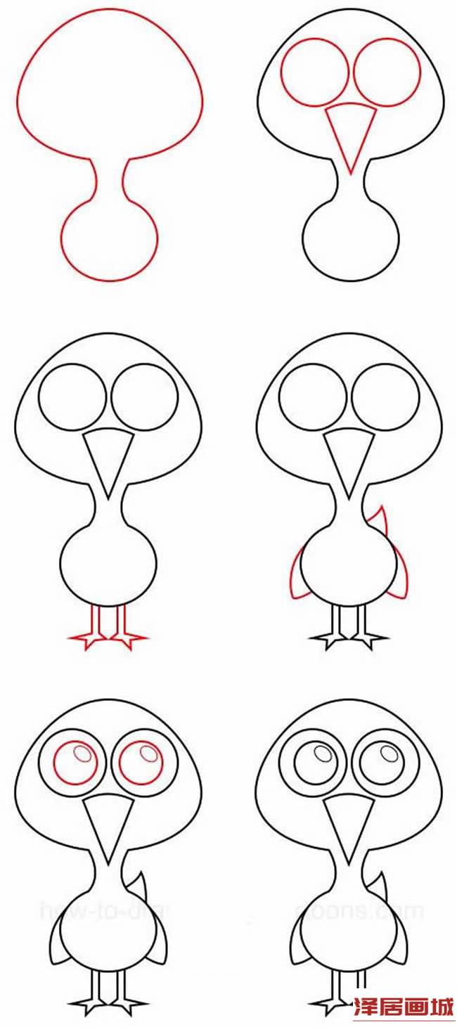 简笔画搞笑卡通小鸟的图片步骤