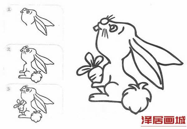 简笔画拿着胡萝卜的兔子图片
