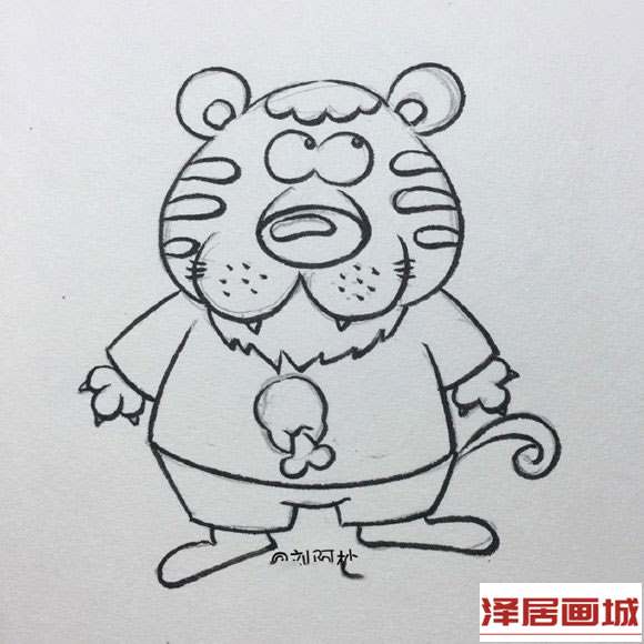 简笔画卡通风的老虎先生