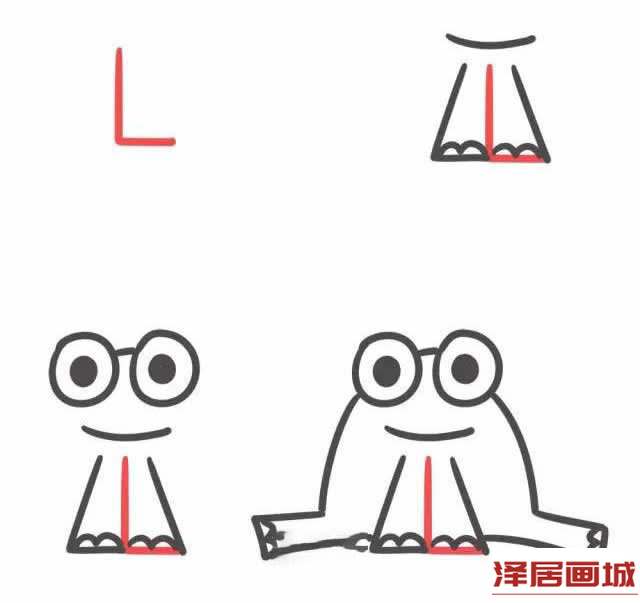 字母L简笔画小青蛙的图片步骤