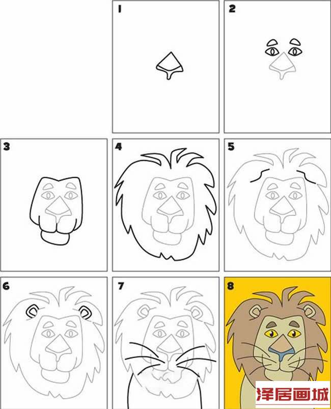 简笔画卡通狮子的图片彩色