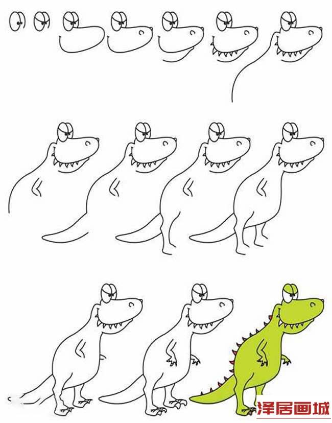 卡通鳄鱼简笔画的画法步骤