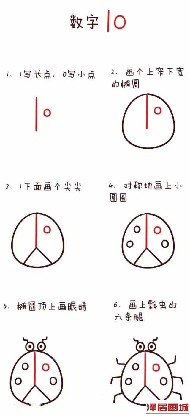 数字10简笔画瓢虫的图片步骤