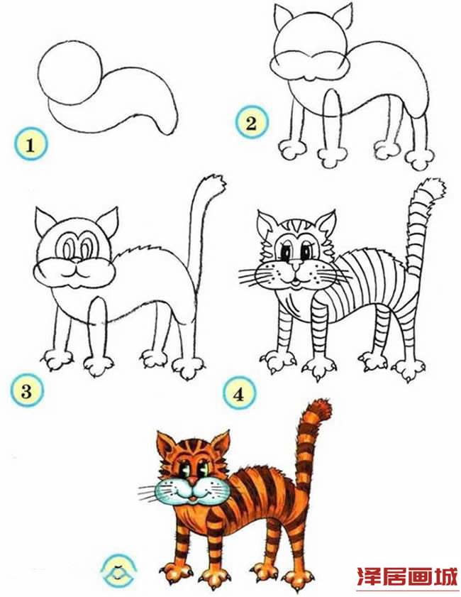简笔画炸毛的猫咪画法步骤