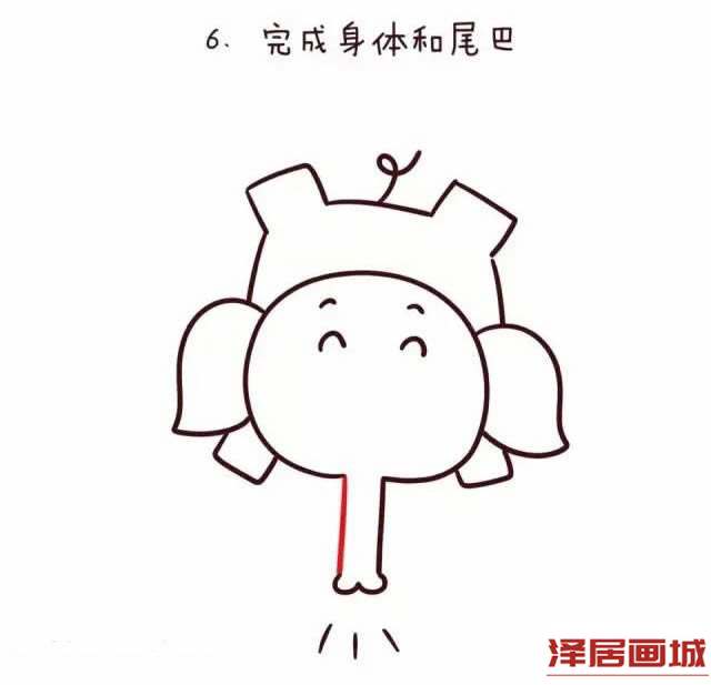 数字1简笔画大象的图片步骤
