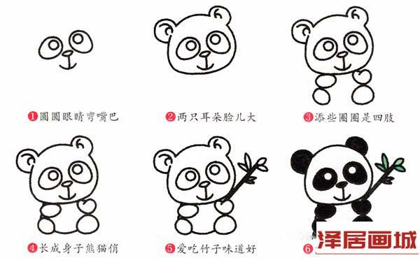简笔画吃竹子的熊猫宝宝画法图片