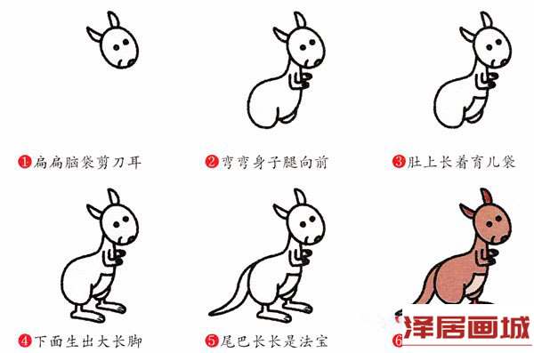 简笔画小袋鼠的画法步骤