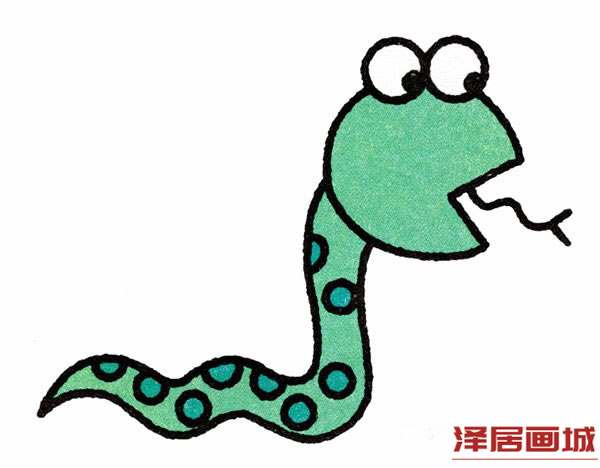 简笔画吐舌头的小蛇画法图片
