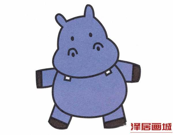 简笔画彩色小河马的画法步骤