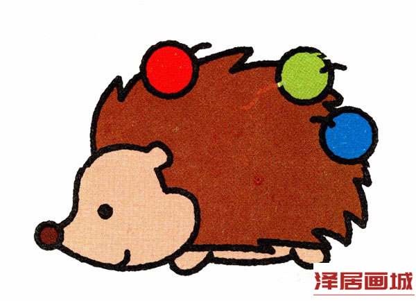 简笔画采果子的小刺猬画法图片