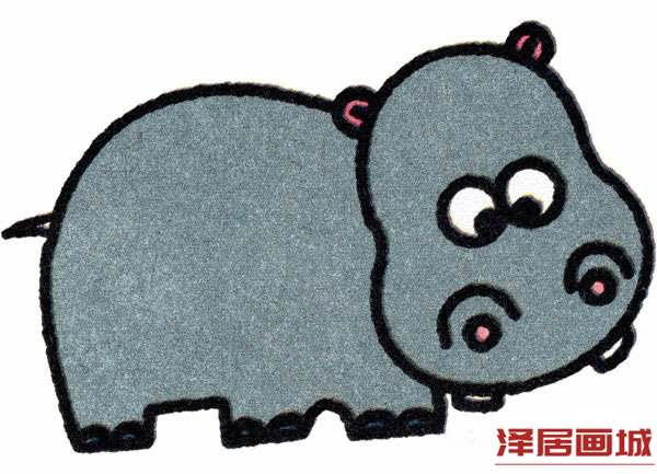 简笔画可爱小河马的画法步骤